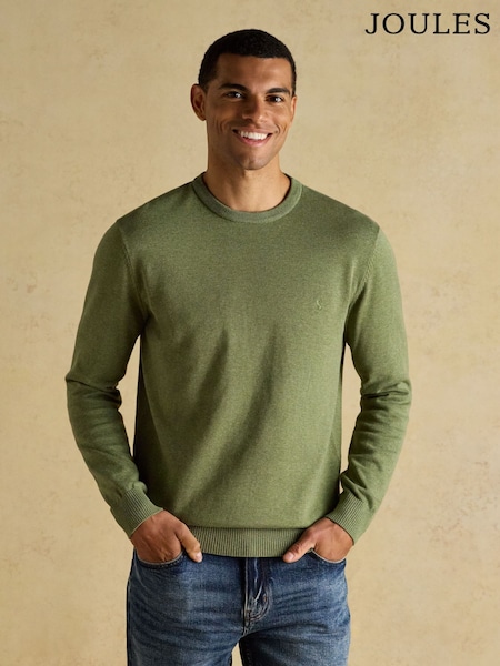 Joules Hillside Khaki Green Crew Neck Knitted Jumper (H74709) | £39.50