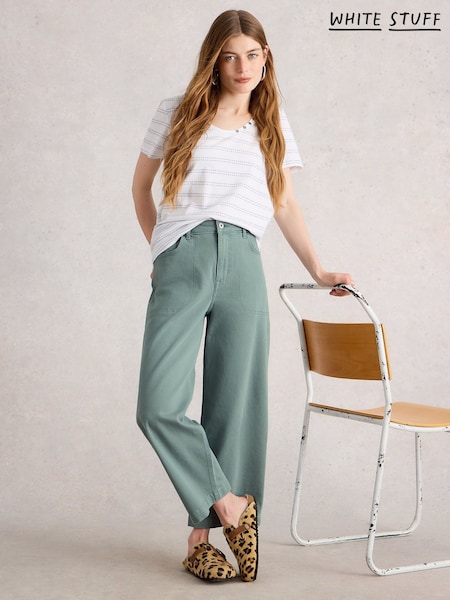 White Stuff Blue Tia Wide Leg Crop Jeans (H74856) | £59