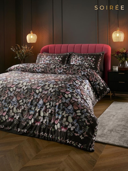 Soiree Charcoal Papillon Velvet Duvet Cover Set (H74975) | £60 - £80