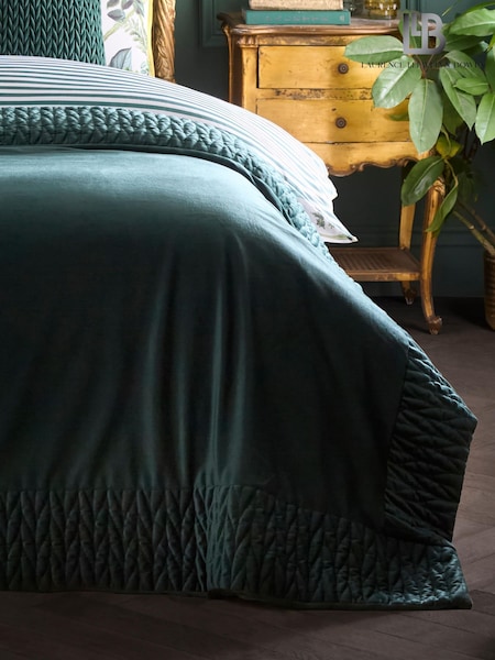 Laurence Llewelyn-Bowen Bottle Green Siena Velvet Bedspread (H74993) | £75