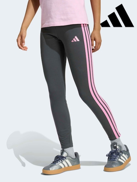 adidas Dark Grey Essentials 3-Stripes Cotton Leggings (H75116) | £23