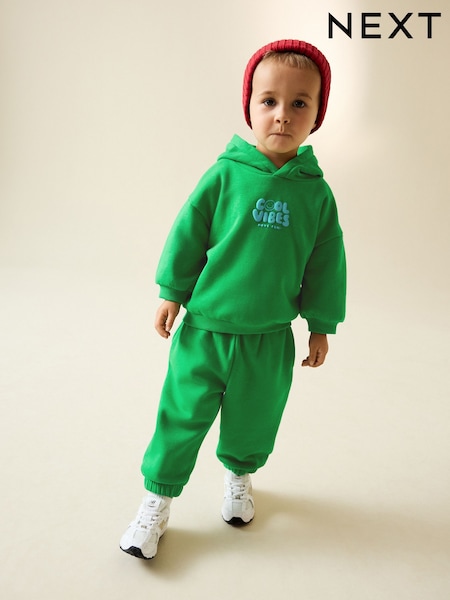Green Printed Hoodie and Joggers Set (3mths-7yrs) (H75119) | £15 - £19
