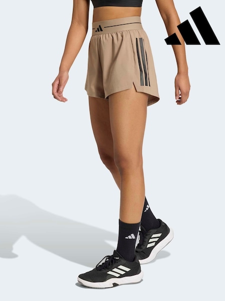 adidas Brown Hyperglam 3-Stripes Woven Shorts (H75426) | £23