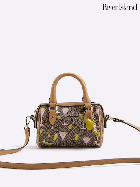 River Island Brown Martini Mini Cross-Body Bowler Bag (H75538) | £32