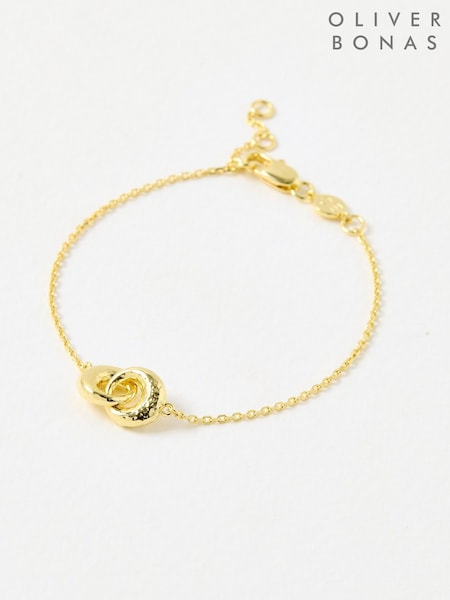 Oliver Bonas Gold Tone Hammered Loop Chain Bracelet (H75550) | £45