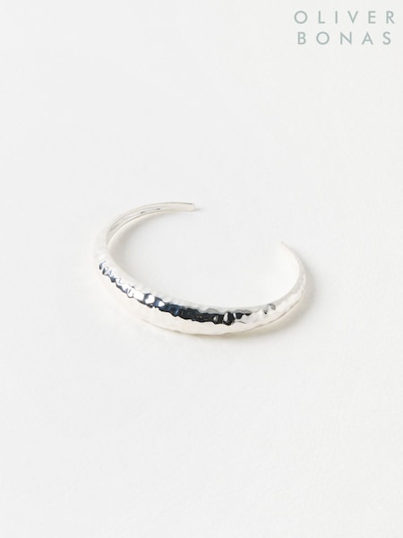 Oliver Bonas Silver Tone Hallie Hammered Bangle (H75551) | £58