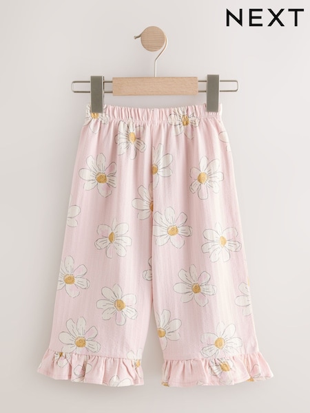 Pink Flower Wide Leg Frill Trousers (3mths-7yrs) (H75675) | £8 - £10