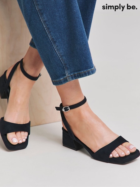 Simply Be Blue Extra Wide Fit Barely There Block Heel Sandals (H75678) | £36