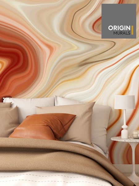 Origin Murals Cinnamon Marbled Ink 3.5M x 2.8M Wall Mural (H75750) | £73