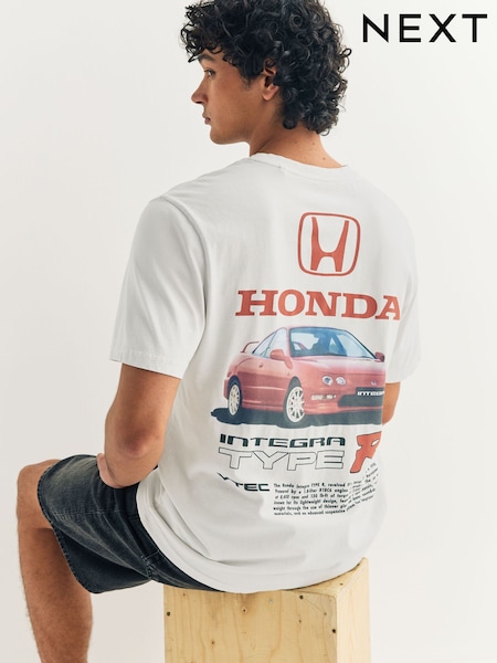 White Honda Integra Type R Hot Hatch Car Graphic T-Shirt (H76075) | £25