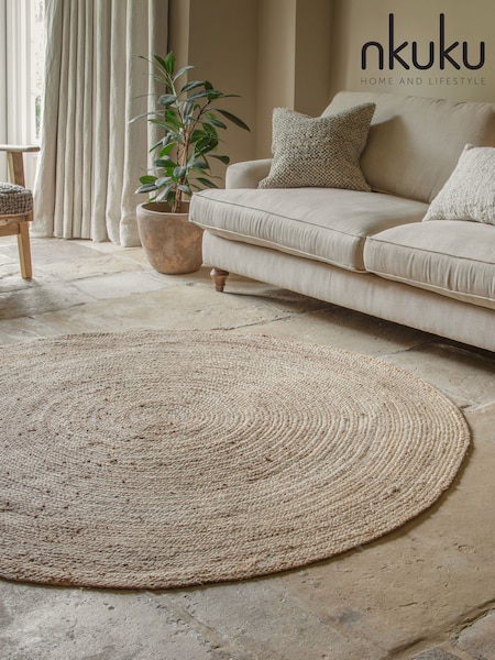 Nkuku Natural Braided Hemp Rug (H76095) | £300