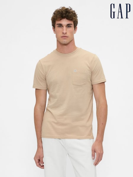 Gap Beige Pocket Crew Neck Short Sleeve T-Shirt (H76190) | £14