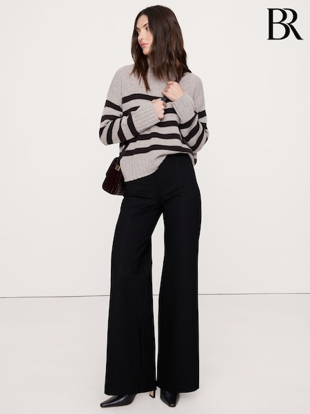 Banana Republic Black Wide-Leg Everywhere Ponte Pull On Trousers (H76277) | £80