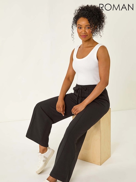Roman Black Petite Pintuck Tie Front Joggers (H76348) | £32