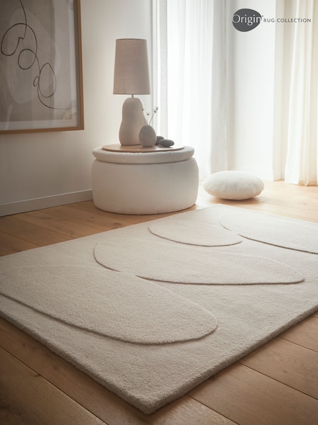 Origin Rug Collection. Oatmeal Sculptured Pebble Rug (H76421) | £180 - £500