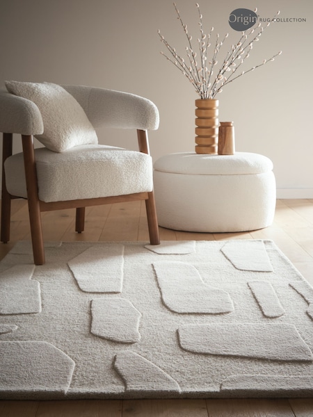 Origin Rug Collection. Oatmeal Sculptured Stone Rug (H76422) | £180 - £500