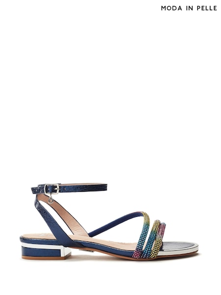 Moda in Pelle Blue Lyddia Flat Strappy Sandals With Dongle (H76456) | £79