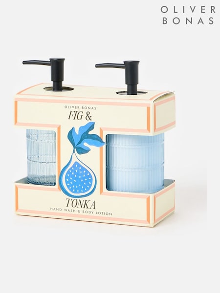 Oliver Bonas Pink Fig & Tonka Scented Hand Wash & Moisturiser Set (H76812) | £27