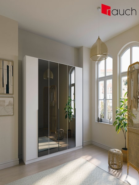 Rauch Alpine White Bayla Wood and Mirror Semi Fitted 6 Door Wardrobe (H76821) | £766