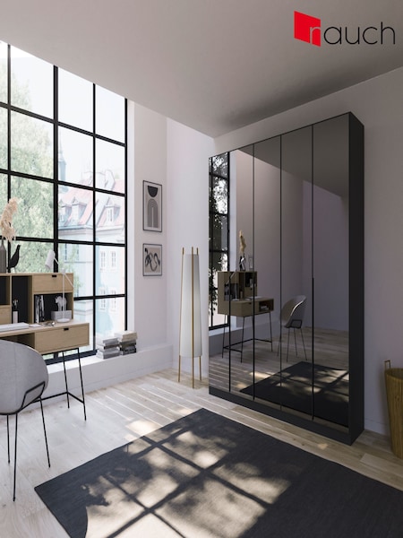 Rauch Metallic Grey Bayla Mirror Semi Fitted 5 Door Wardrobe (H76824) | £724