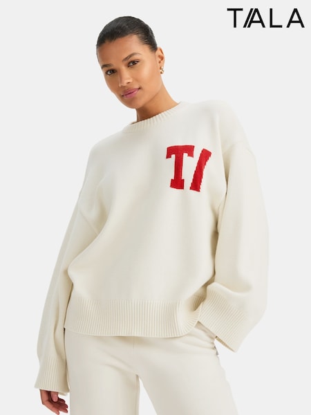 TALA White T Logo Knit Sweater (H76864) | £80