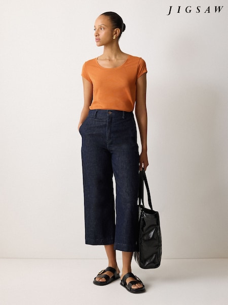 Jigsaw Orange Supima Cotton Scoop Neck T-Shirt (H76870) | £35