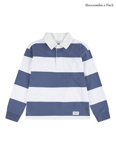 Abercrombie & Fitch Blue Sleeve Rugby Stripe Polo Shirt (H76989) | £30