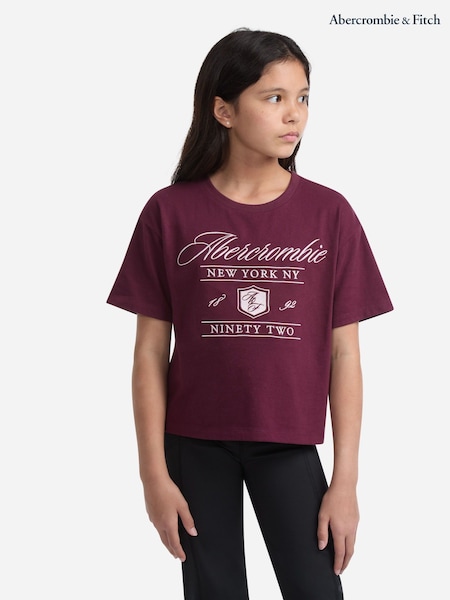 Abercrombie & Fitch Red Abercrombie & Fitch Red New York Crest Boxy T-Shirt (H77009) | £18