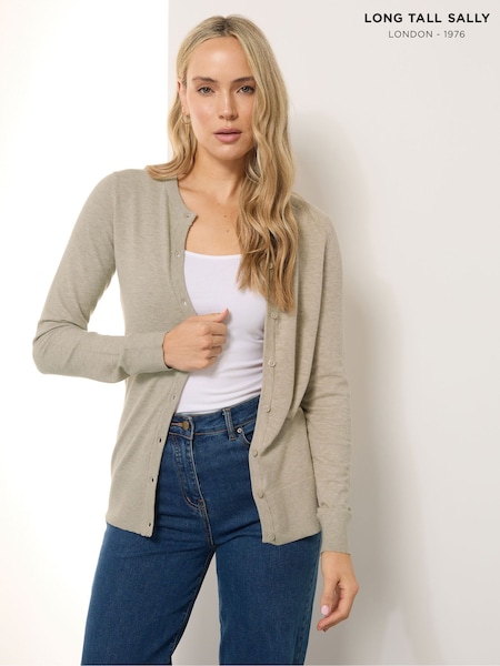 Long Tall Sally Natural Crew Neck Cardigan (H77040) | £29