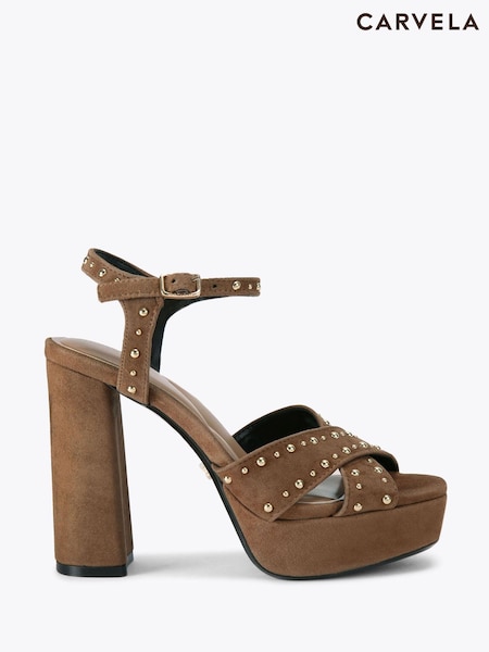 Carvela Cinzia Platform Brown Sandals (H77111) | £159