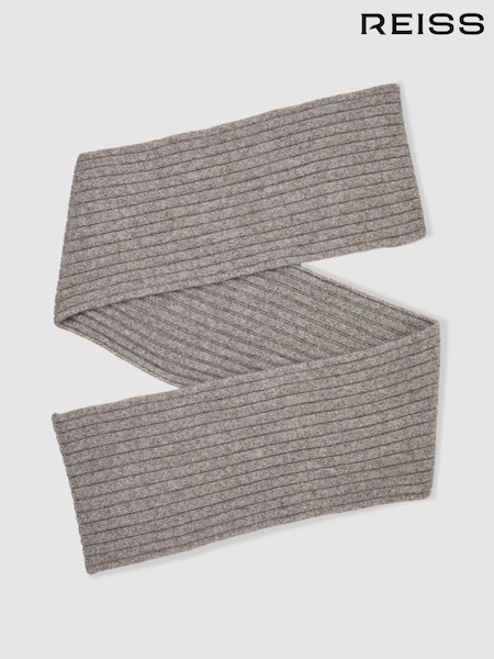 Reiss Oatmeal Melange Swinly Chunky Rib Wool Blend Scarves (H77269) | £78