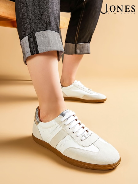 Jones Bootmaker White Artea Leather Trainers (H77278) | £79