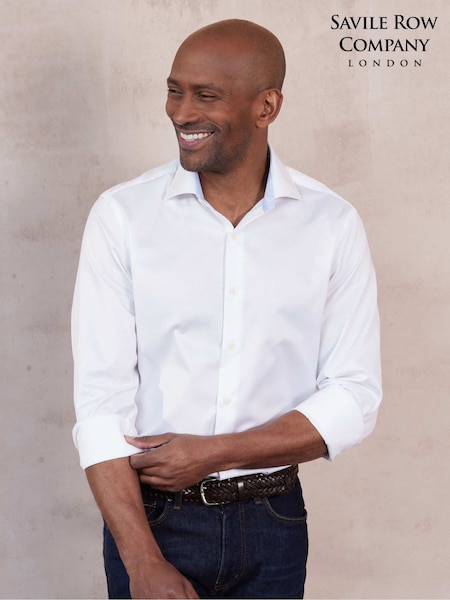 The Savile Row Company Slim Fit Single Cuff Two-Ply Cotton Gold Label Formal Shirt (H77351) | £60