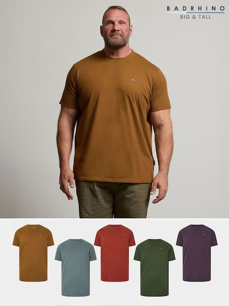 BadRhino Big & Tall Blue T-Shirts 5 Pack (H77365) | £45