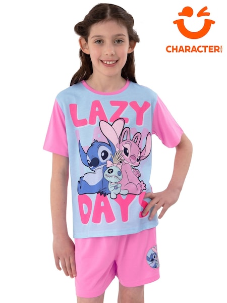 Character Pink Girls Disney Lilo & Stitch Short Pyjamas (H77451) | £14