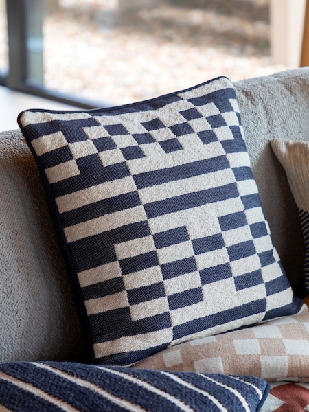 Gallery Direct Blue Solvi Woven Cushion (H77531) | £36