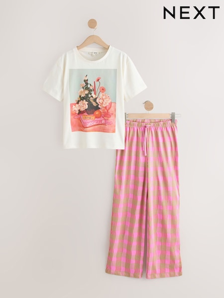 Orange Check Short Sleeve Pyjamas (H77664) | £30