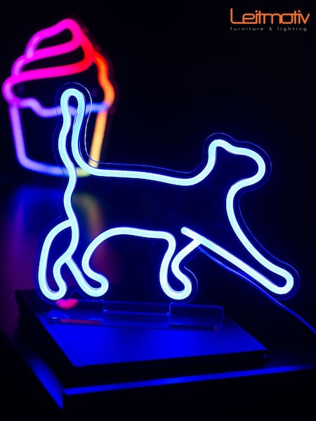 Leitmotiv Blue Neon Walking Cat Light (H77768) | £34