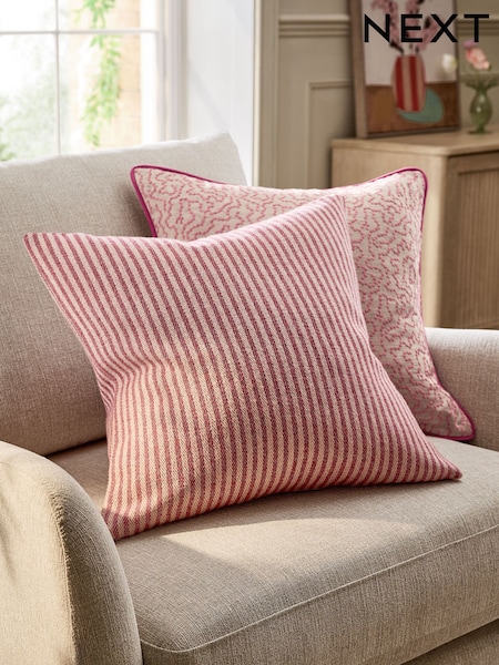 Pink 50 x 50cm Woven Stripe Cushion (H77837) | £16