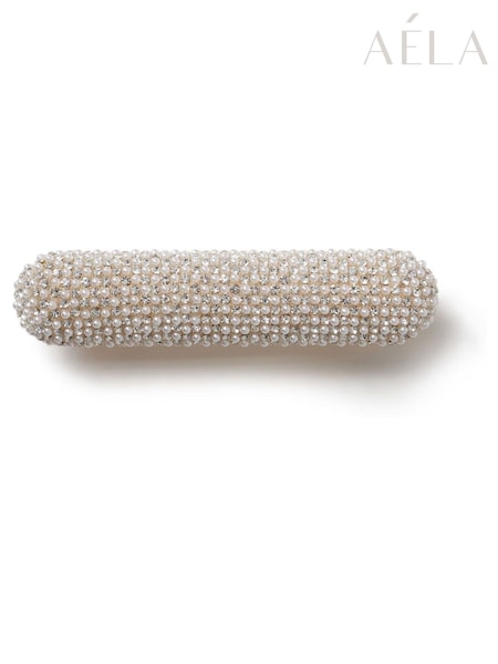 Aela Silver Tone Sparkle Pearl Barette Clip (H77949) | £12.50