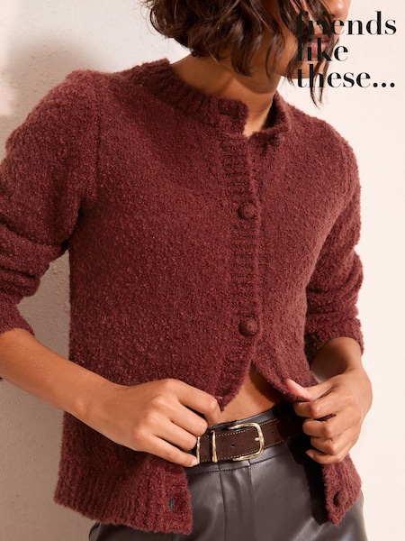 Friends Like These Burgundy Red Boucle Cardigan (H78187) | £38