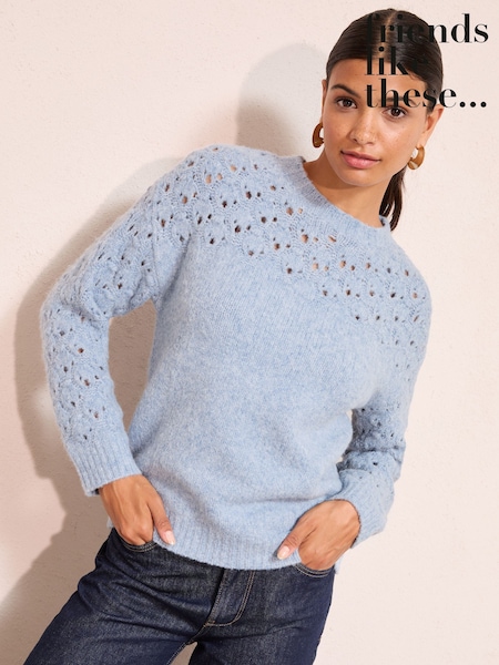 Friends Like These Blue Pointelle Stitch Jumper (H78214) | £38