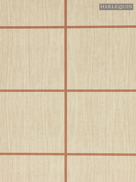 Harlequin Oak Terracotta Gloss Wood Blocks Kasuri Wallcoverings 10M Wallpaper (H78357) | £102