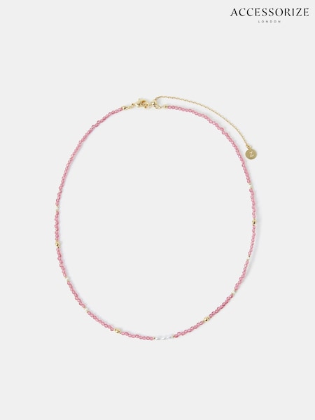Accessorize Pink 14ct Beaded Pearl Necklace (H78468) | £0