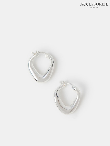 Accessorize Silver Tone Oval Hoop Earrings (H78469) | £18