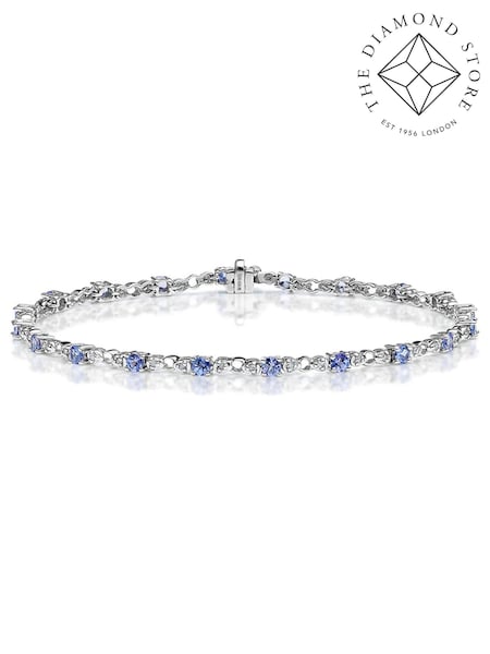 The Diamond Store Purple Claw Set Link Bracelet 1.45ct Tanzanite Stone in 9K White Gold (H78492) | £859