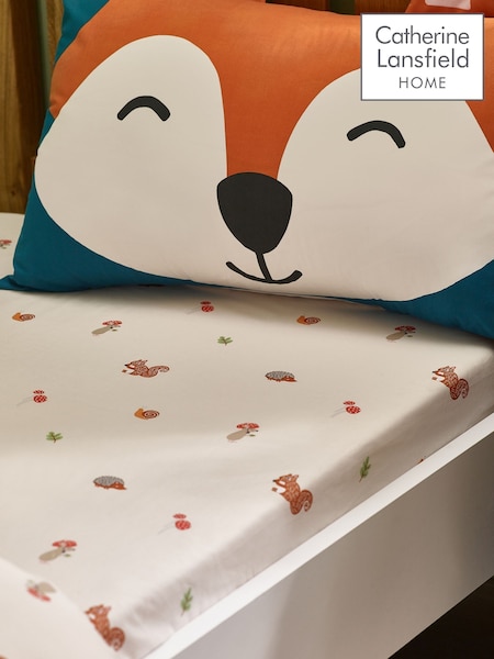 Catherine Lansfield Cream Fox and Woodland Friends Fitted Sheet (H78592) | £11 - £13