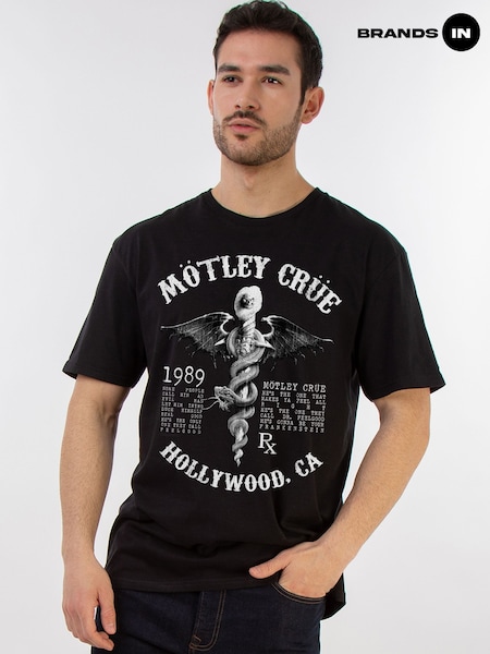 Brands In Black Motley Crue Hollywood Music T-Shirt (H78593) | £24