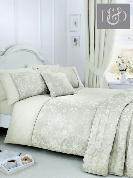 Dreams & Drapes Green Jasmine Jacquard Duvet Cover Set (H78640) | £35 - £55