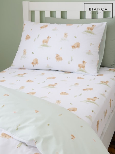 Bianca White Mini Moo Cow Cotton Fitted Sheet (H78677) | £11 - £17